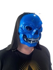 Halloween Mask Blue Skull NEW Breathable Plastic Costume Grim Reaper Horror Face
