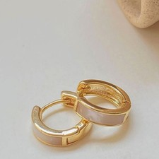 Simple Geometric C-shaped Enamel Deco Fashion Gold-plated Snap Hoop Earrings
