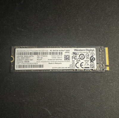 Western Digital PC SN730 256GB NVMe PCIe M.2 Internal SSD OPAL for PC
