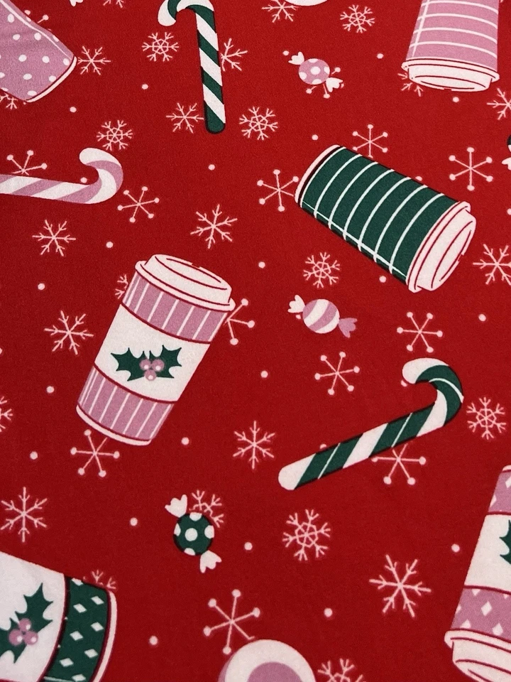 Leggings LuLaRoe TC2 Alto Curvilíneo 2 Navidad CAFÉ Latte Copo de Nieve Chocolate Caliente Foto 3 de 4