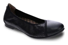 Revere Women's Nairobi Flat Shoe Black Lazer, Size 11M US