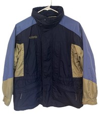 Columbia Anchor Peak Jacket Youth Sz 10/12 Blue Green Hood Pockets No Lining