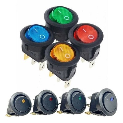 Kippschalter Wippschalter 20mm 12V LED Beleuchte Rund EIN/AUS  AC 10A/125V 3-Pin