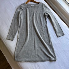 J. Jill Pure Jill Gray Ribbed Knit Long Sleeve Pocket Shift Sweater Dress M