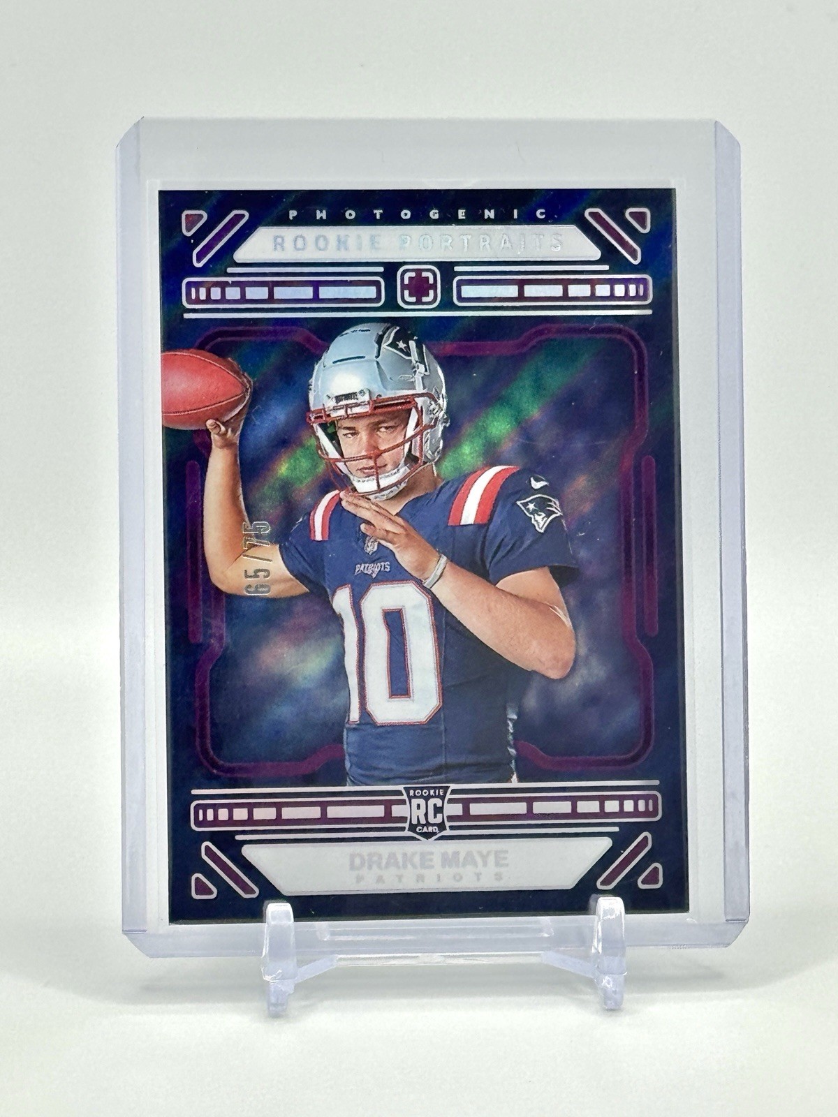 DRAKE MAYE 2024 Panini Photogenic #194 ROOKIE PORTRAITS PURPLE /75 Patriots RC