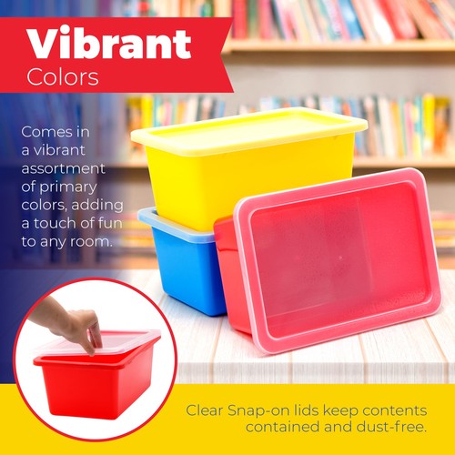 Plastic Storage Bins with Lids, 5 Qt, 3 Pack, Colorful Plastic Cubby Storage ... - Picture 2 of 9