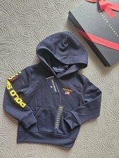 New Polo Ralph Lauren Sport Navy Fleece Brand Print Boys Hoodie Size 3-4Y
