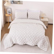 Pinch Pleat Comforter Set for Girls Kids, Soft Chic Princess Twin White