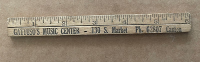 Vintage GATTUSCO'S MUSIC CENTER Wooden Ruler 130 S. Market Canton OH