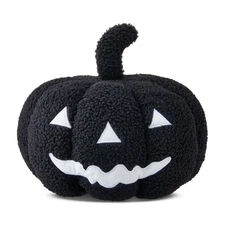 Plush Jack-o'-Lantern Decorative Pillow, Black & White, 9", Fall , Halloween