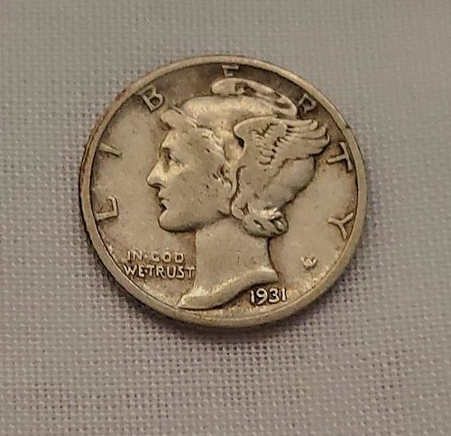 V. Fine Tough-Date 1931-D MERCURY DIME w/100% Original Surfaces