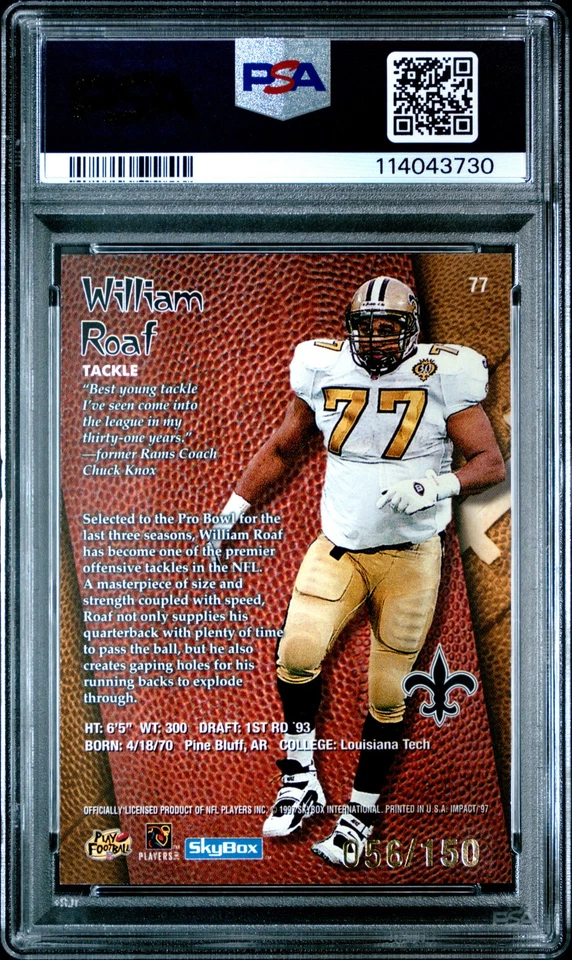1997 SKYBOX IMPACT RAVE #77 WILLIAM ROAF 56/150 PSA 8 - Image 2 of 2
