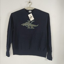 VTG 90s Calvin Klein Jeans Pullover Sweater Blue CK Spellout USA Made New