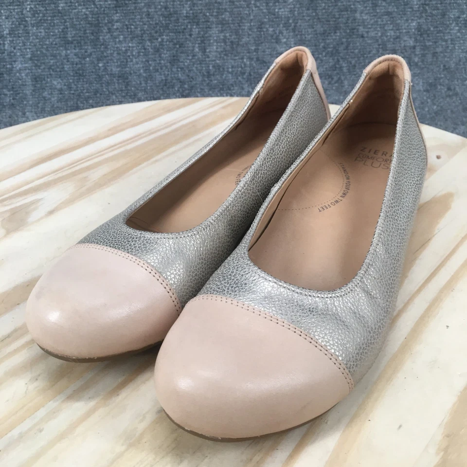 Ziera Shoes Womens 40.5 M Hula Slip On Ballet Flats Gold Pink Leather Cap Toe - Image 4 of 4