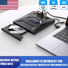 CD DVD Drive USB 3.0 Writer Burner Player for PC Laptop  External Drive black