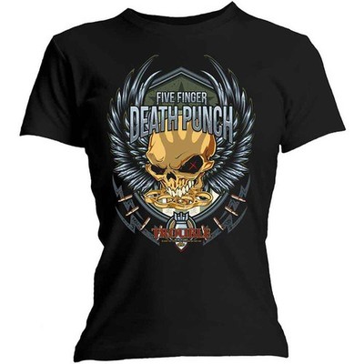 Five Finger Death T Shirt Trouble Band Logo Official Womens Skinny Fit Black 10