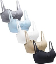 5-Pack Women's Seamless Wireless Maternity Nursing Sleep Bra with Extenders