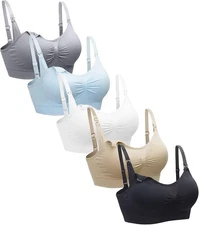 5-Pack Women's Seamless Wireless Maternity Nursing Sleep Bra with Extenders