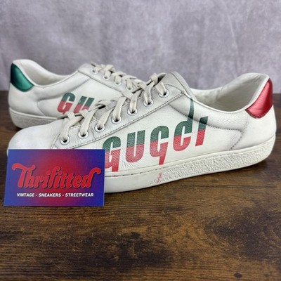 Gucci Ace Low Blade Distressed White Size 9 UK / 9.5 US Men Designer Shoes Italy