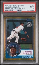 2018 Topps Silver Pack Ronald Acuna Jr Gold 1983 RC /50 Braves 101 PSA 9