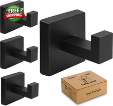 4 Pack Matte Black Towel Hooks for Bathroom Heavy Duty 33Lb Stainless Steel Wall