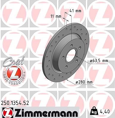 2X Zimmermann Bremsscheibe Hinterachse U.A. FüR Ford, Volvo-image