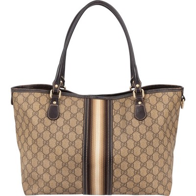 Gucci Monogram GG Supreme Web Stripe Tote Shoulder Bag Tasche