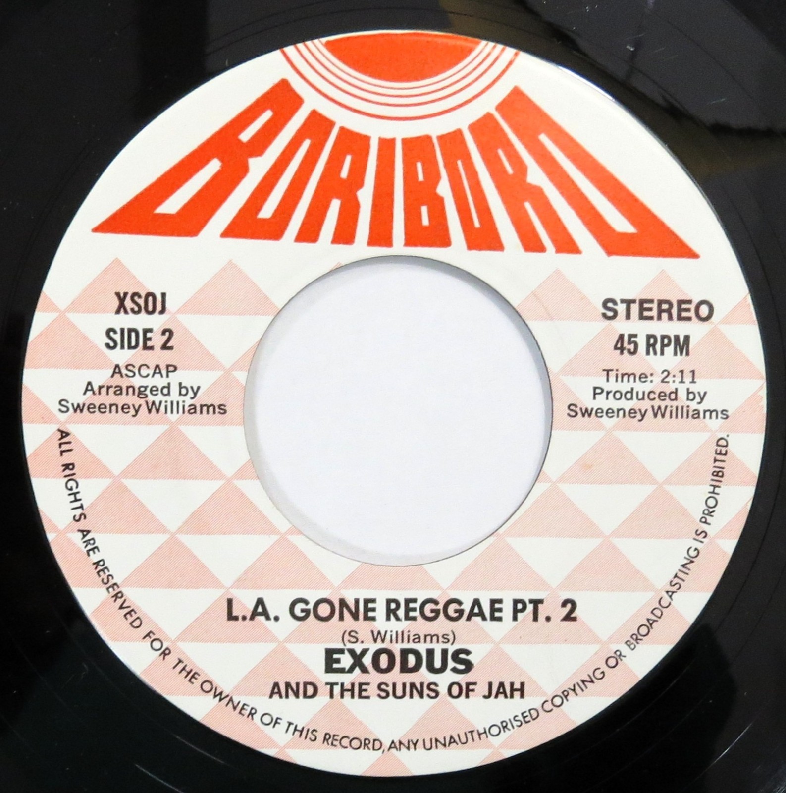 EXODUS AND THE SUNS OF JAH L.A. Gone Reggae BORIBORO 45 soul Near Mint 7” HEAR - second product detail image