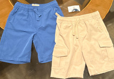 Weatherproof Boys Blue/Beige Cargo Chino Shorts M Drawstring Pockets Cotton
