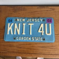 New Jersey License Plate  Blue 2004  Personalized Knit 4U