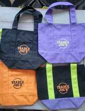 Trader Joes Mini Canvas Tote Bag HALLOWEEN SET OF 4