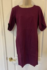 Duppoly Size 8 Purple Berry Round Neck Party Office Party Dress Short Sleeve Red