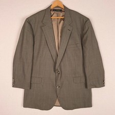 VTG 90s Brooks Brothers Wool Sport Coat Blazer Jacket 46R Tan Gun Club Check USA