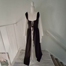 Renaissance Dress 2 Piece B/W Corset Tie Long Medieval Peasant Size S M