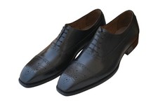 Handmade Black Genuine Leather Oxford Lace Up Cap Toe Dress Office Shoes For Men