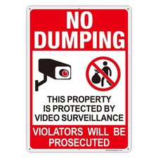 1 Pack No Dumping Sign Video Surveillance, 14x10Inch 14x10Inch, 1 Pack-Red B 