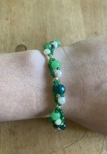 Green Glass Beaded Cottage Core Two String Br...