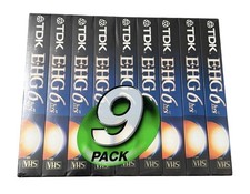 9 Pack TDK E-HG T-120 Blank VHS Tapes Extra High Grade 6 Hours Sealed
