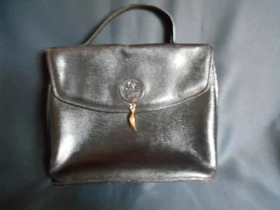 Ancien Sac à Main Cuir Noir 1940/50 * 3 - Photo 1/4