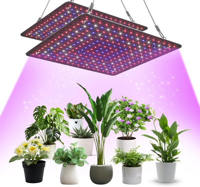 2 Pack LED Grow Light Panel 200W Lamp for Indoor Plants, Full Spectrum with Whit