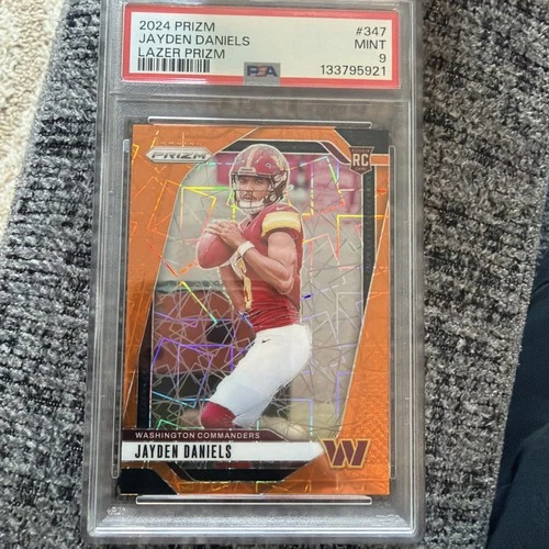 Jayden Daniels  2024 Panini Prizm - Rookie #347 Lazer Prizm (RC) PSA 9