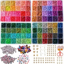Clay beads charm bracelet making kit, 12800pcs pcs 96 colors 6mm flat