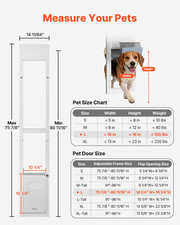 Sliding Glass Dog Door Adjustable 75-80" Aluminum Pet Door for Large Dogs