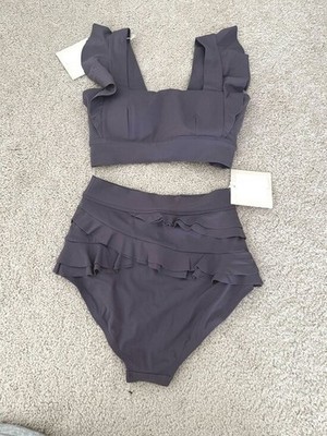 NWT Visual Mood SERENA RUFFLED BIKINI SET - LAVENDER size XS S
