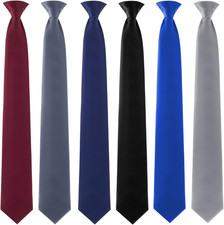 Men's Solid Color Clip-On Ties - 6 Pack, 20 Inch Pretied Neckties