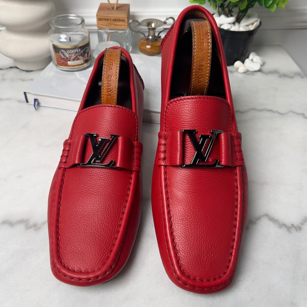 Louis Vuitton Monte Carlo Driving Moccasin Red Leather 10.5 LV