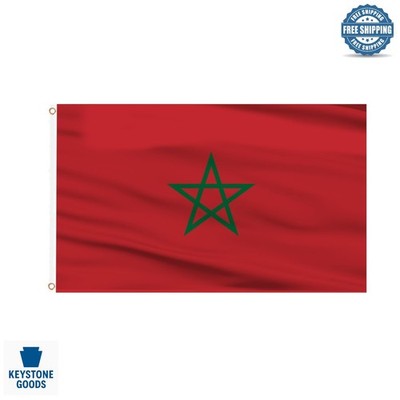 Morocco Flag 3x5 Ft Double-Sided Outdoor Banner - Patriotic and Event Decor