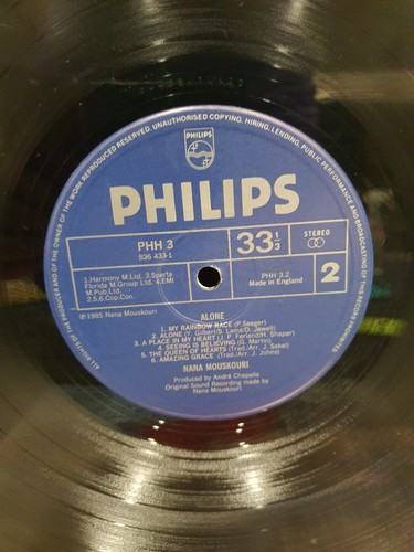 Nana Mouskouri Alone feat. Only Love 1985 NEAR MINT Vinyl LP - Philips PHH3 - Picture 6 of 8