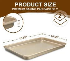 Baking Sheet Pan Set of 2 Cookie Sheets for Baking Oven Tray 15 X 10 Inch