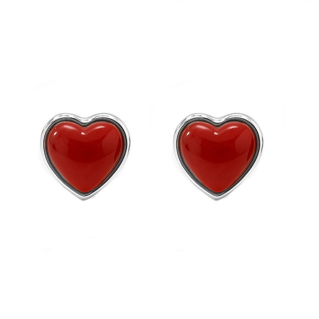 Love Orecchini A Cuore In Argento Sterling 925 | 2 Paia (Nero/Rosa E Bianco/Rosso) | Ipoallergenici | Regalo - 4